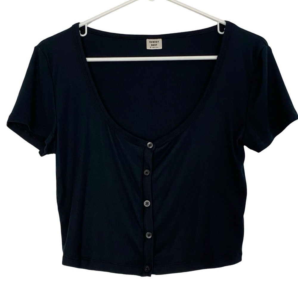 Aritzia Black Rib Button-Up